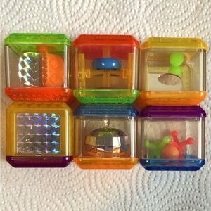 6 Vintage Fisher Price Peek-A-Boo Blocks. Sensory Themed. Set #2.